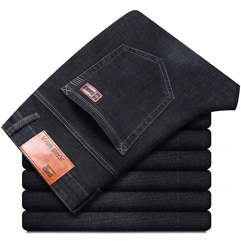 High Quality Xintang Men's Jeans Spring And Autumn Loose Straight Leg High Stretch Business Wear Resistance Dirt Thick Men's Trousers Item Picture