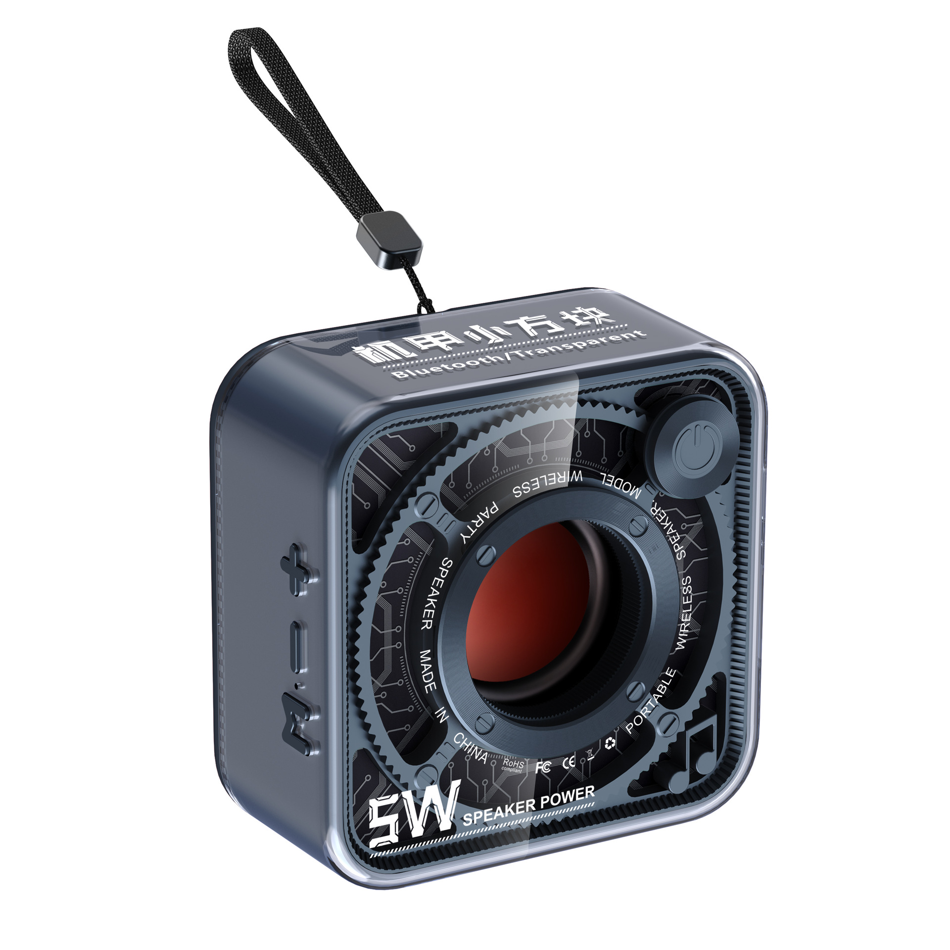 New transparent mecha small steel cannon Bluetooth speaker, outdoor home portable card-inserting subwoofer mini audio system Item Picture