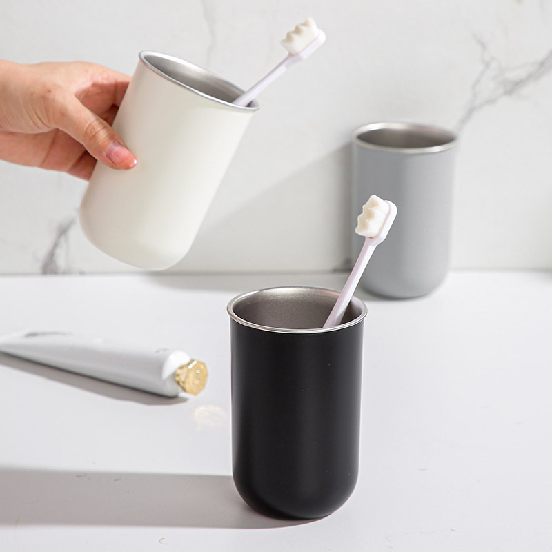 不锈钢漱口杯高级感轻奢刷牙杯子带手柄家用洗漱杯牙缸简约簌口杯 Specification image