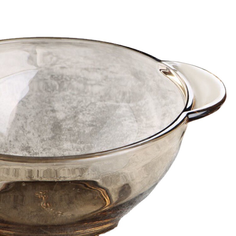茶色玻璃双耳碗碗盘套装家用欧式加厚盘子水果沙拉米饭麦片独立站详情图5