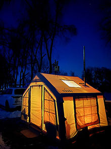 鑫途8平方充气帐篷一室一厅户外野营装备露营住人充气屋脊帐棉布详情图3