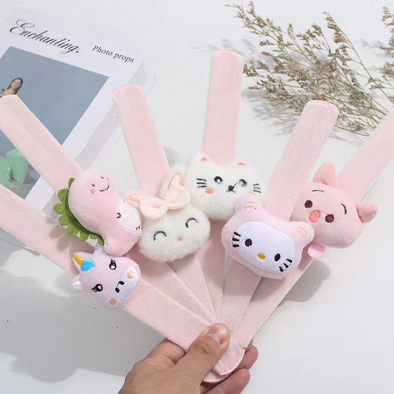 Children's pop ring cartoon plush couple bracelet creative decorations holiday hair accessories wedding gifts Specification drawing