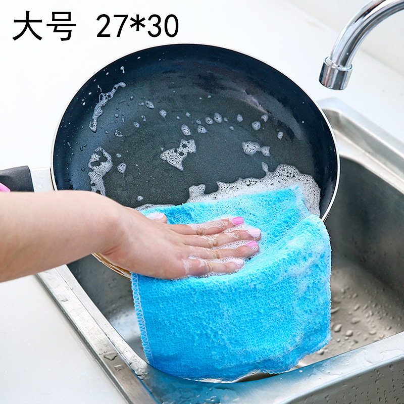 大号30*27竹纤维不沾油洗碗巾双层抹布竹炭去油污洗碗布百洁布
