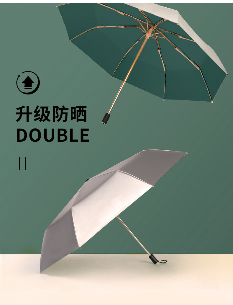 现货三折双层钛银遮阳伞女防晒防紫外线加固抗风雨伞纯色太阳伞详情9