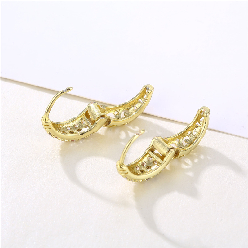 وأقراط القرن الذهبي -18 K الذهبية اللون الذهبي عبر الحدود من النحاس والأزرق Item Picture