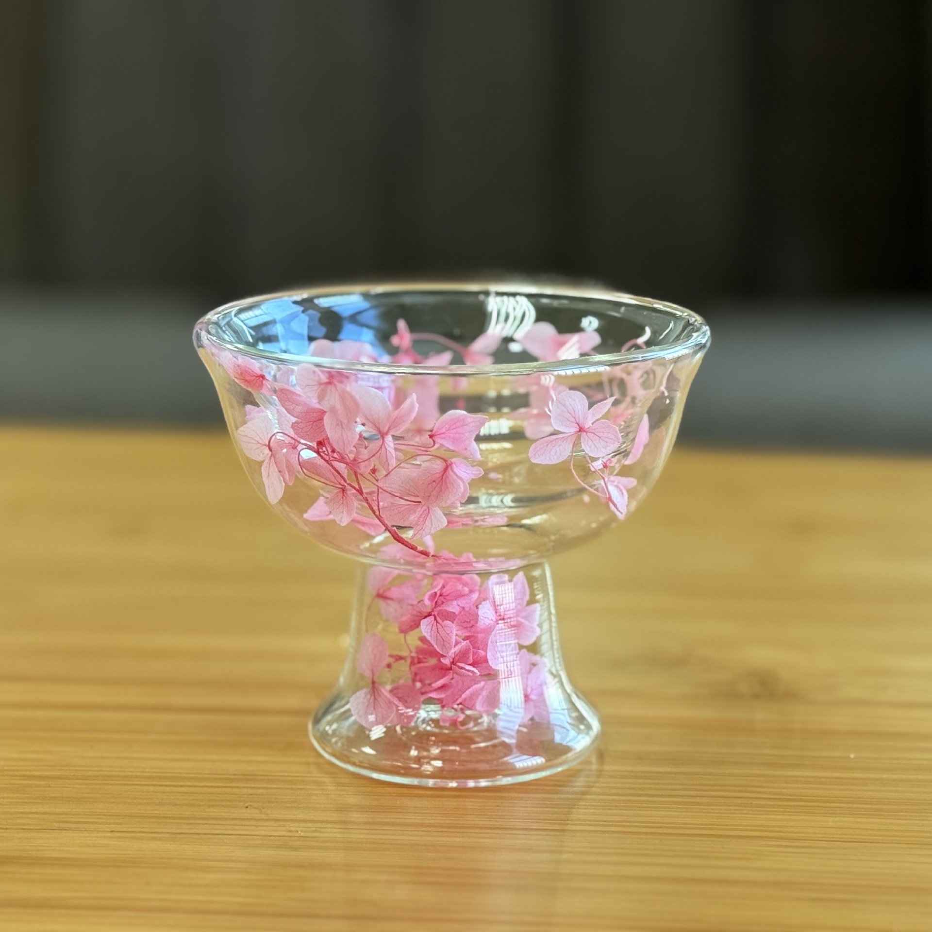 高硼硅双层干花填充玻璃甜品杯家用创意冰淇淋杯布丁酸奶高脚杯详情5