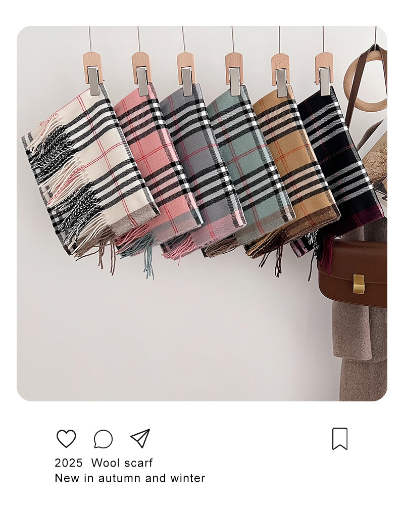 2025秋冬新款欧美经典格子仿羊绒围巾流苏披肩两用围脖现货批发详情3