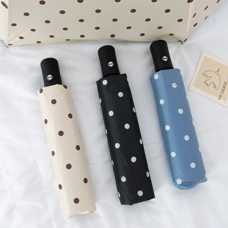 全自动折叠波点雨伞防紫外线防晒太阳伞遮阳伞黑胶简约晴雨两用伞