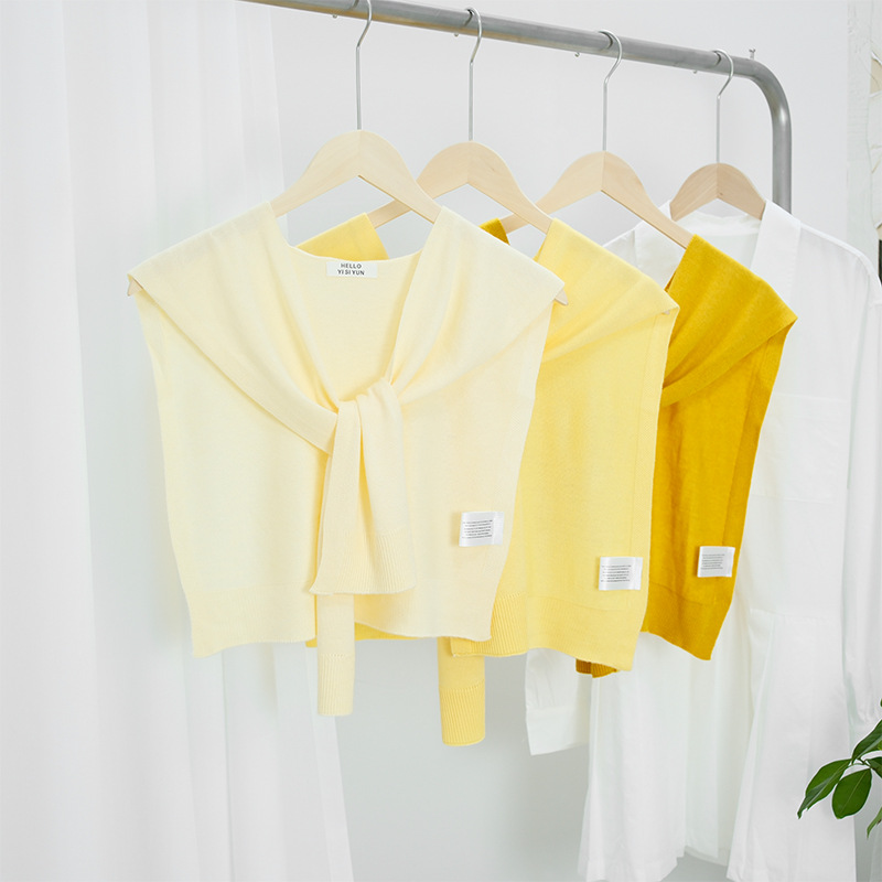 Korean Version Of Solid Color Knitted Wool Shawl With Female Decorative Fashion Vest Office Air-Conditioned Room Shoulder Scarf details Picture
