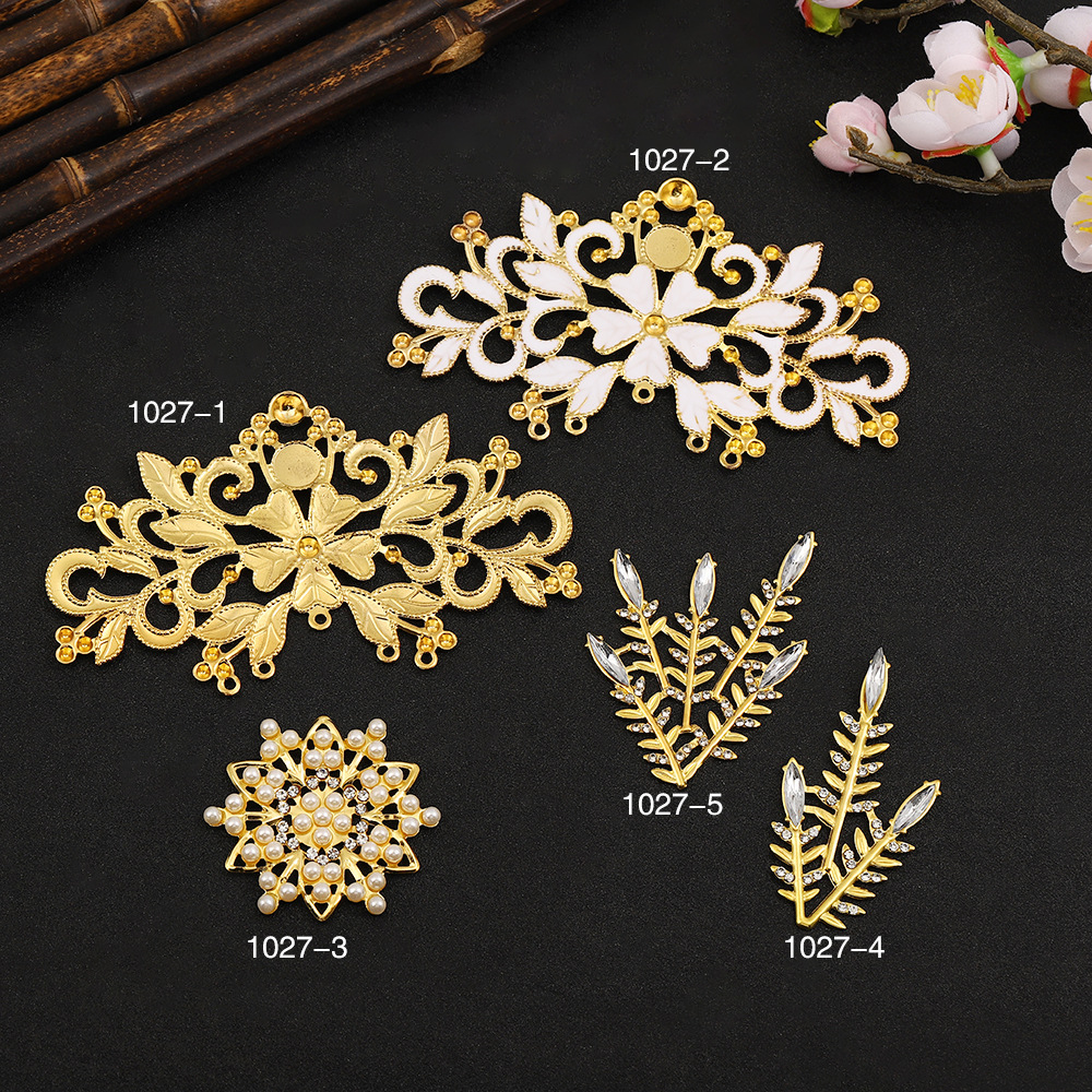 Ming Diy Jewelry Accessories Iron Hollow-Out Three-Dimensional Large Flower Metal Flower Piece Antique Fan Accessories Materials Wholesale