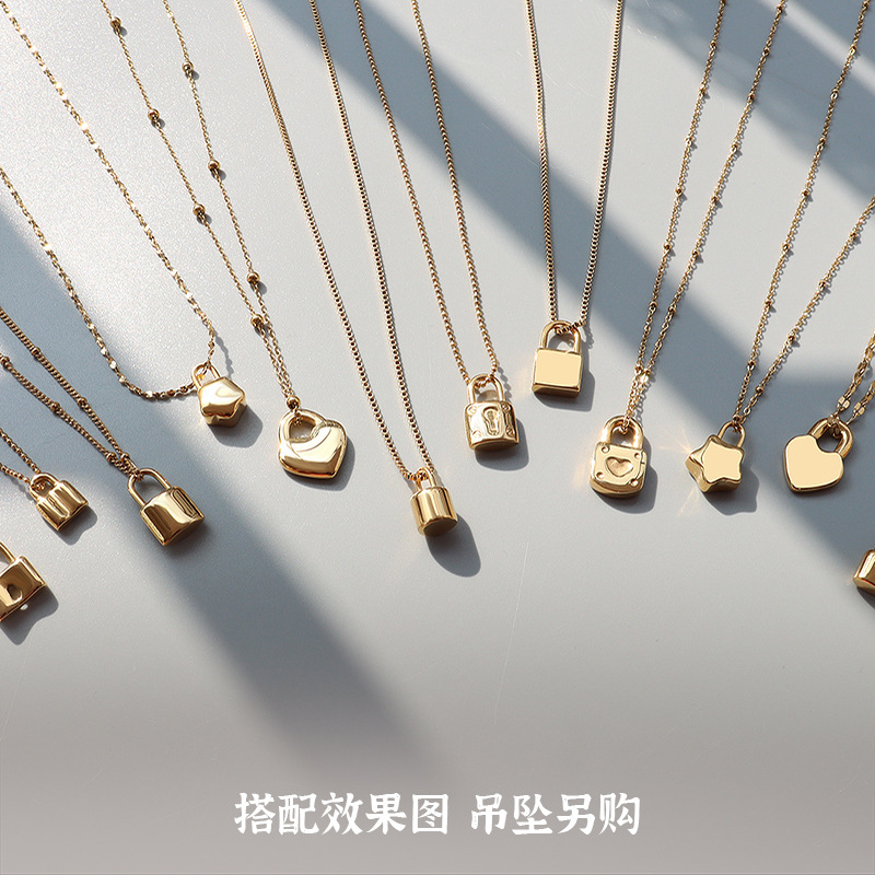 Cross-shaped chain, snake bone chain, twist chain, box chain, various necklaces, women's titanium steel plated 18K gold plain chain, collarbone chain accessories Specification image