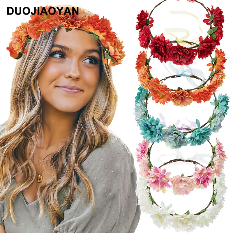 Wholesale of cross-border new faux fabric rose flower headwear for brides, wedding handcrafted garlands, photography accessories and headwear details Picture