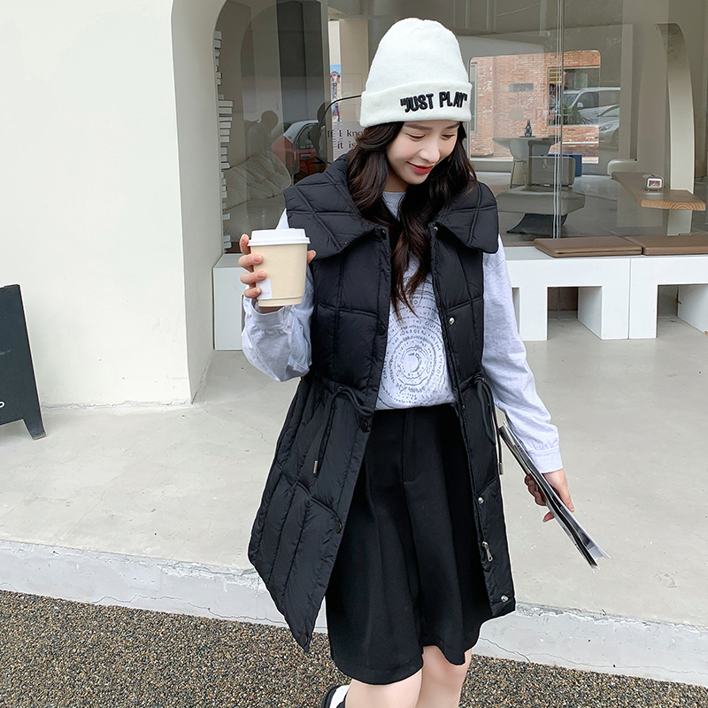 Real Shot 2024 Down Cotton Women's Winter Fat Mm Thickened Warm Thin Waistcoat Cotton Coat details Picture