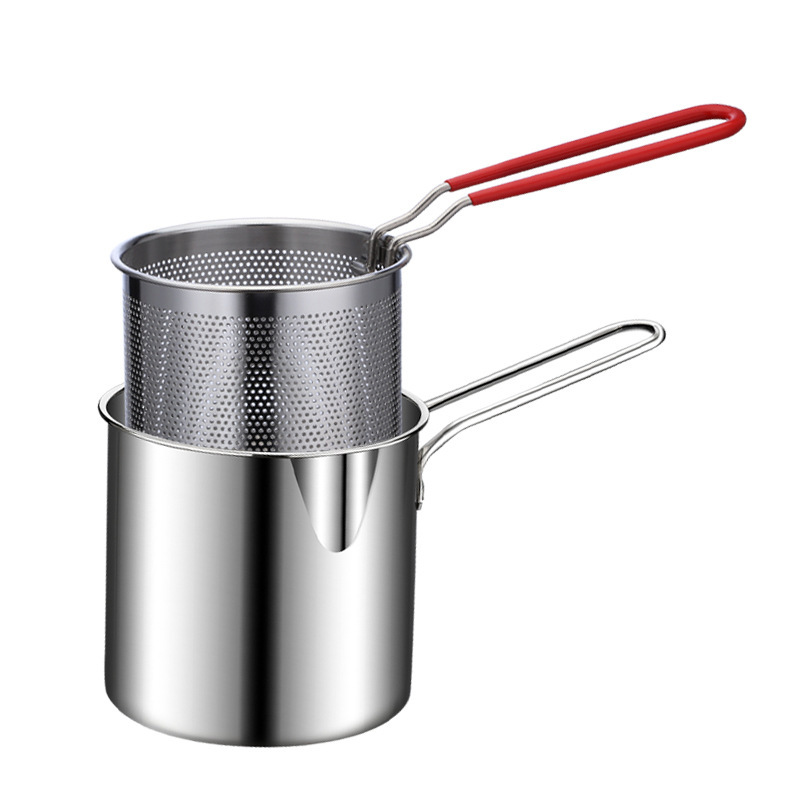 Commercial Multifunctional Fryer Domestic Kitchen 304 Stainless Steel Small Fryer Tempura Mini Fryer With Strainer Item Picture