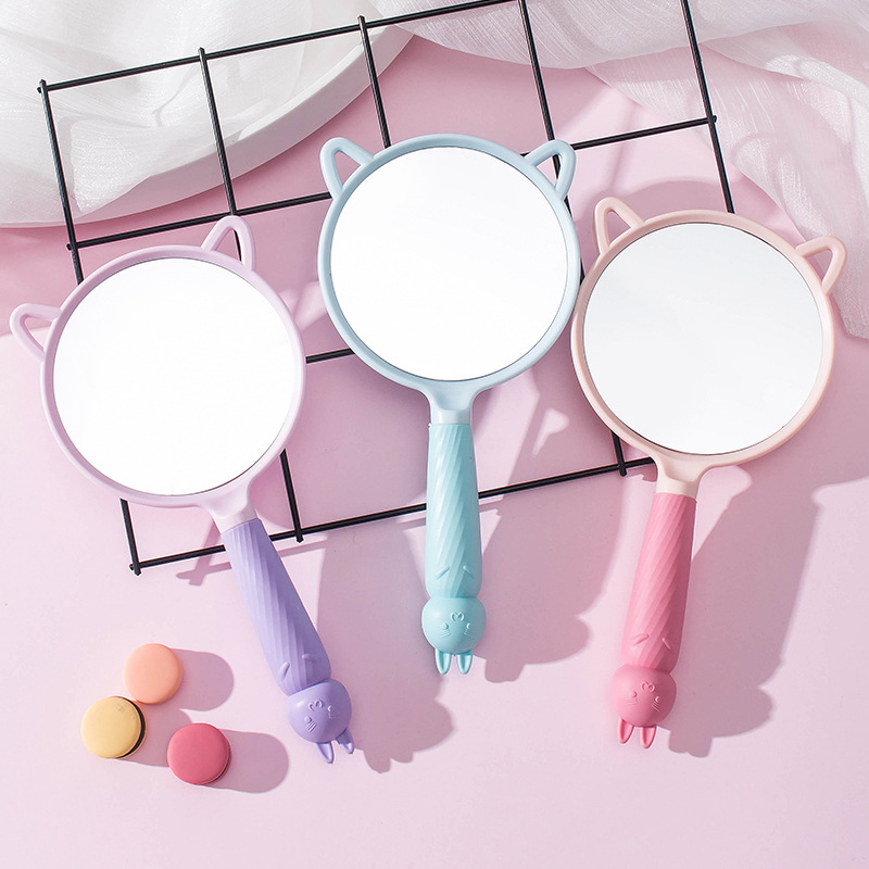 Original Bunny Dorm Mirror Diy Handmade Hd Handle Mirror Desktop Handheld Grooming Mirror Plastic details Picture