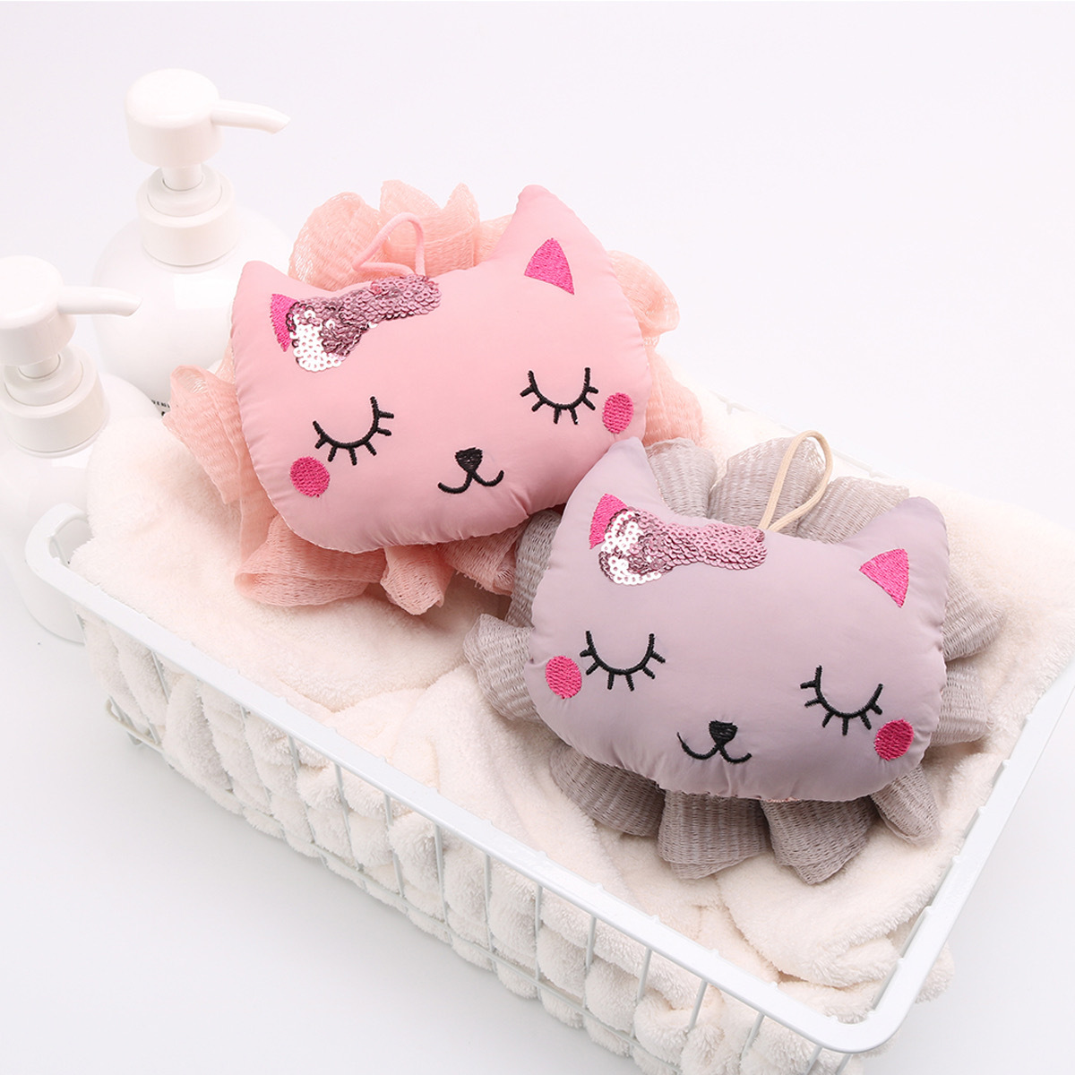 Fairy Cat Bath Flower Large Hanging Non-Loose Foaming Cartoon Girl Cute Ins Soft Skin Bath Ball Bath Flower