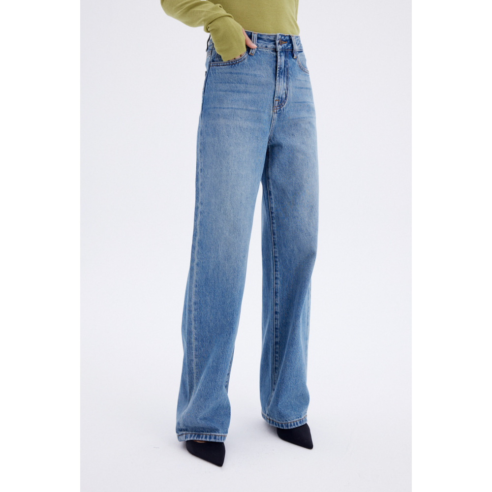 R0W viento clásico cintura alta cuatro estaciones e-commerce cadena de suministro Eglitta blanco negro azul pantalones de pierna ancha Application Scenario