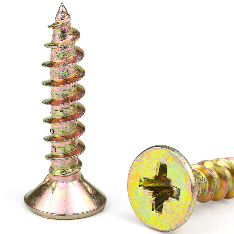Color-galvanized fiberboard nails, self-tapping wood screws, wood thread screws, woodworking screws, wall panel nails M3/M3.5/M4/M5 details Picture