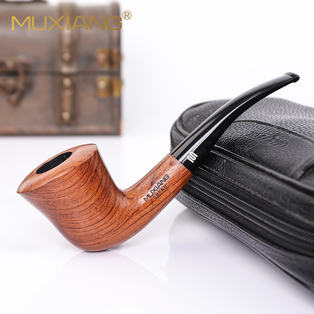 木香烟斗木质烟斗亚马逊货源弯柄烟嘴创意手工实木烟斗花梨木烟斗
