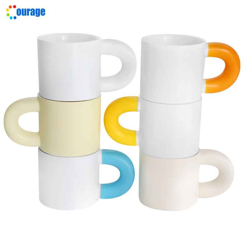 Chubby cup, mug, ceramic cup, printed and engraved with pictures, big ear handle, ceramic water cup, LOGO, hotel advertising gift details Picture