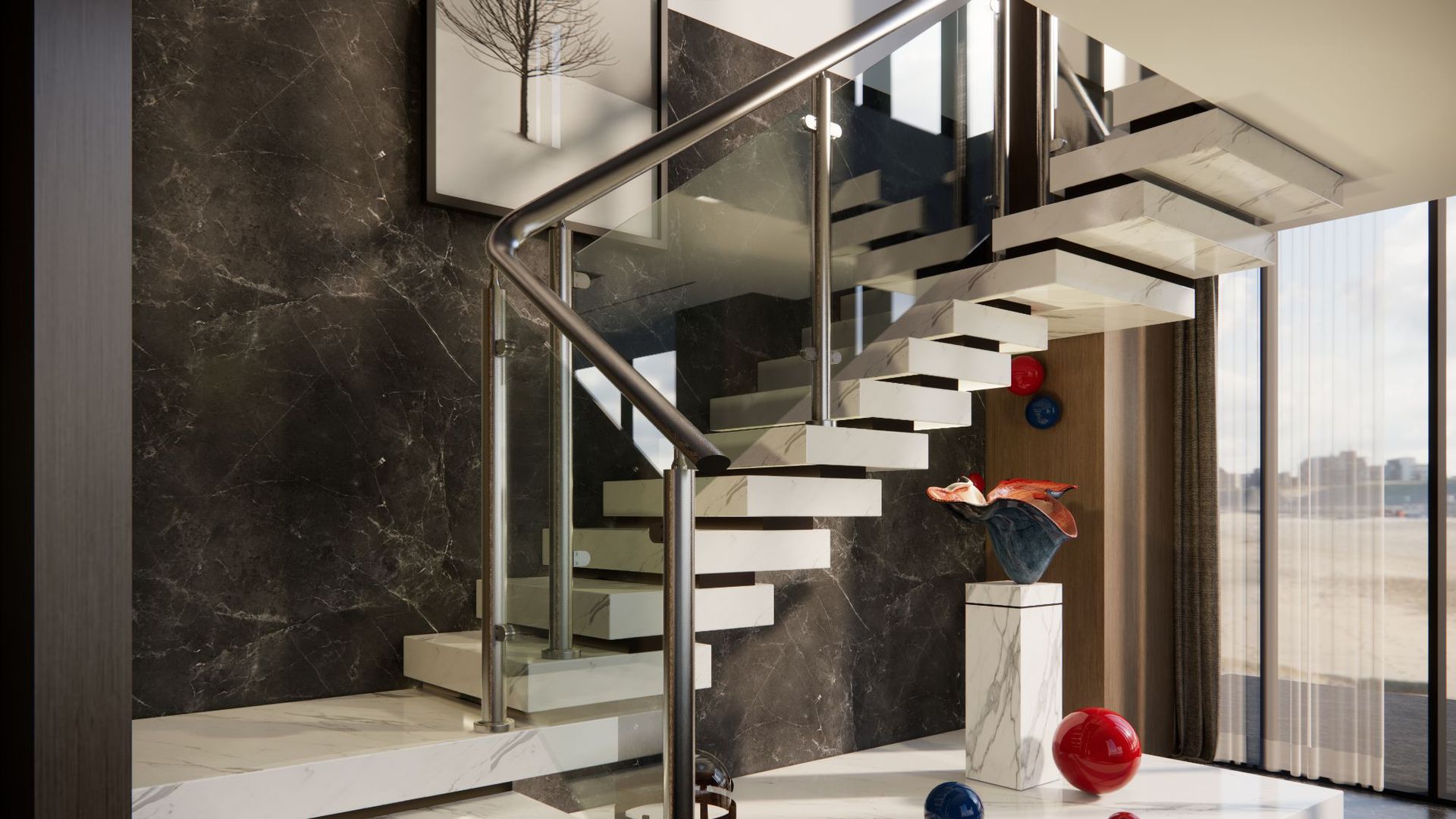 304 Stainless Steel Handrail Stair Post Shopping Mall Subway Rail Stainless Steel Post Glass Railing Post details Picture