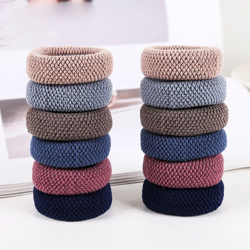 Boxed thickened and widened high-elasticity towel band, seamless fish-scale pattern hair tie, rubber band, leather cover, hair band pic 33