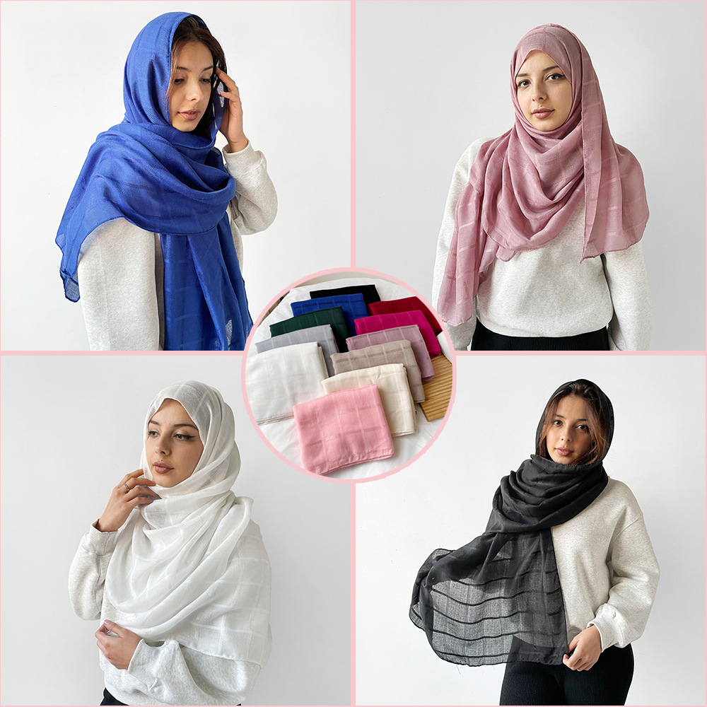 纯色丝巾长条高级感女士头巾欧美春季新款轻薄跨境围巾披肩批发