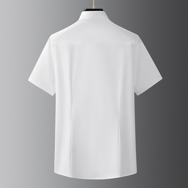 Solid-color summer new men's and women's professional short-sleeved shirts, fashionable and versatile, tencel cotton no-iron solid-color men's shirts details Picture