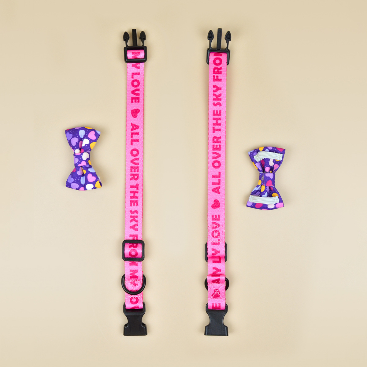 New cross-border summer cute pet collar and bow tie, double-sided printed cat and dog bow tie, cartoon bow tie