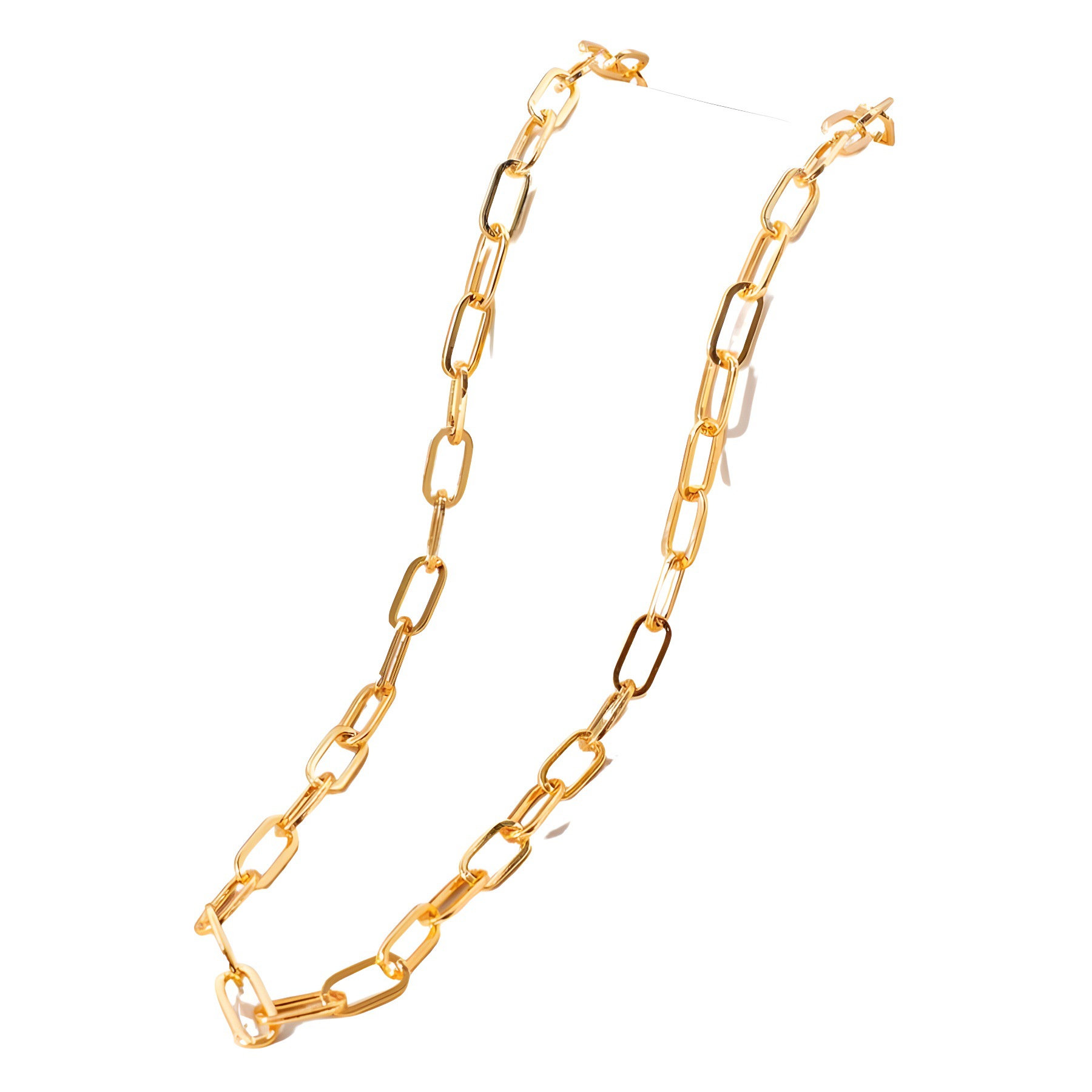 Hyacinth European and American fashion, simple and versatile pin chain necklace, ins minimalist style, copper plated 18K real gold chain, electrophoretic color preservation Item Picture