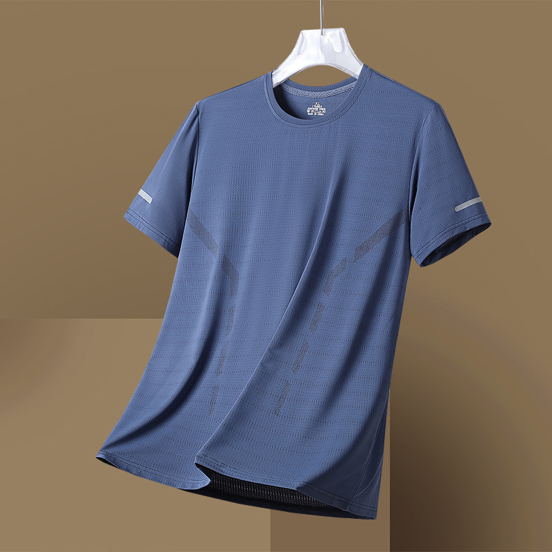 Ice Silk T-Shirt Men's Quick Dry Breathable Sports Short Sleeve Thin Half Sleeve Summer Loose Short Sleeve Mesh Ice Clothes Specification drawing