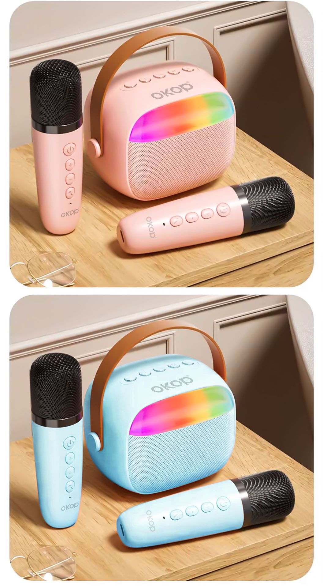 The K08 Bluetooth speaker, karaoke mini speaker, RGB ambient light, ultra-long battery life, subwoofer with dual labels, is selling well across borders pic 25