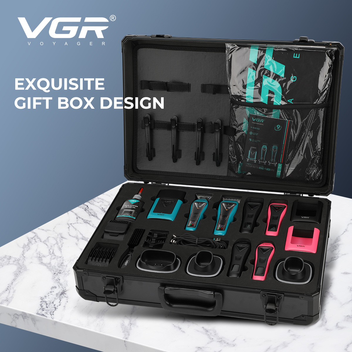 VGR035S3 set of hair clippers, electric clippers, rechargeable hair clippers, men's engraving, professional hair salon, cross-border electric clippers details Picture