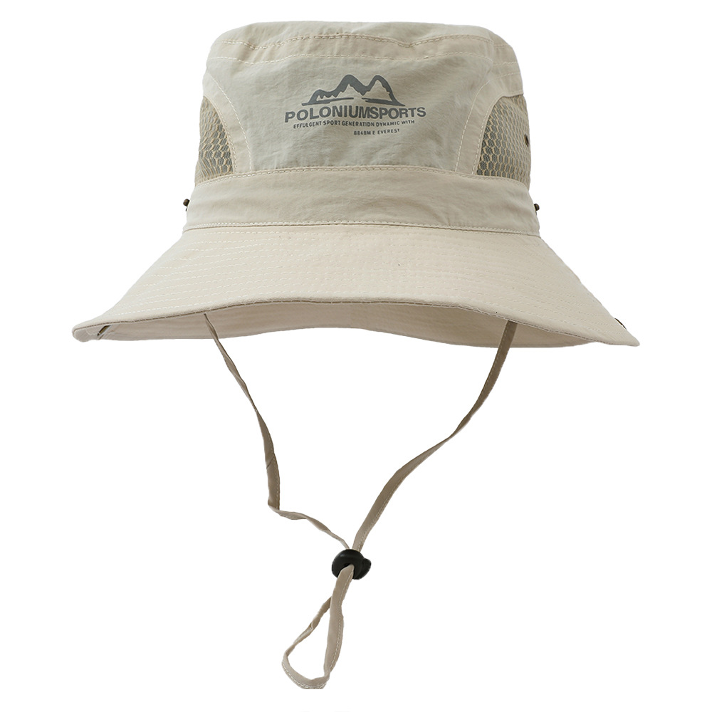 New Men's Sun Protection Mountain Climbing Windproof Rope Fisherman's Hat Sun Outdoor Large Overhang Visor Hat Men's Summer Basin Hat