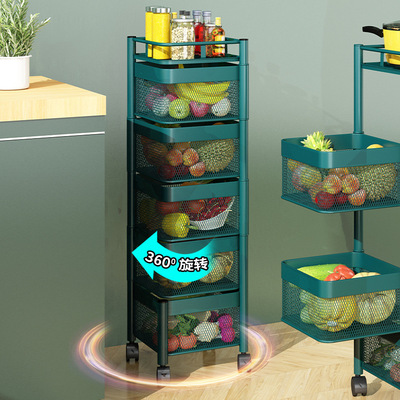 蔬菜旋转置物架家用厨房落地多层菜篮子360度多功能果蔬收纳架子详情图3