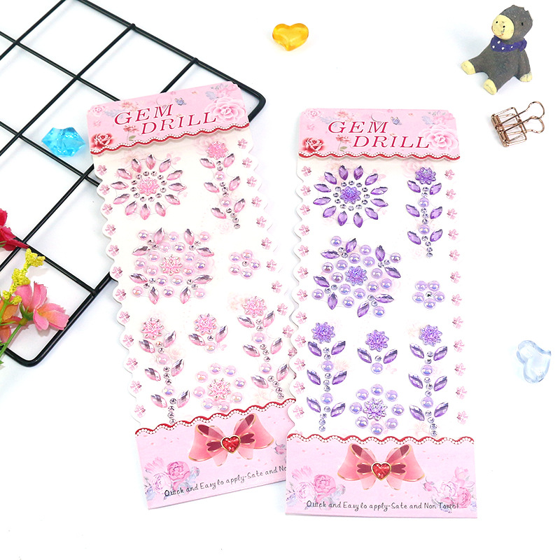 Pearl resin water diamond stickers for children, acrylic DIY mobile phone diamond stickers, pearl rose flowers
