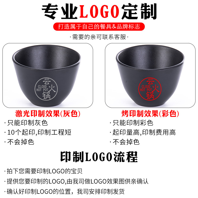 Black melamine hot pot restaurant tableware, rectangular creative Korean self-service barbecue plate, imitation porcelain plastic barbecue plate Specification image