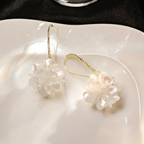 South Korea super Xian gentle diamond flower pearl exaggerated earrings sweet niche high-grade sense long ear hook wholesale