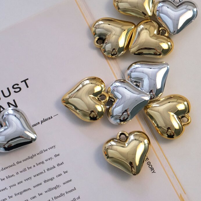 Simple Style Multi Dimensional Smooth Heart Heart Pendant Necklace Earrings Diy Accessories Materials