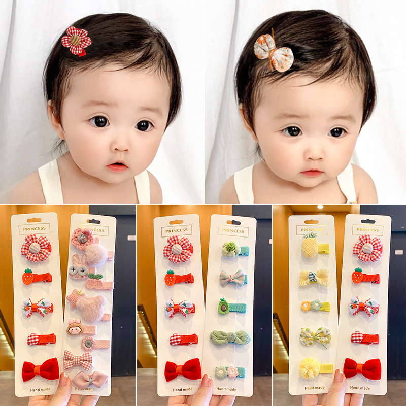 Baby hair clips, children's hair accessories, Korean colorful pink flower hair clips, ear clips 3