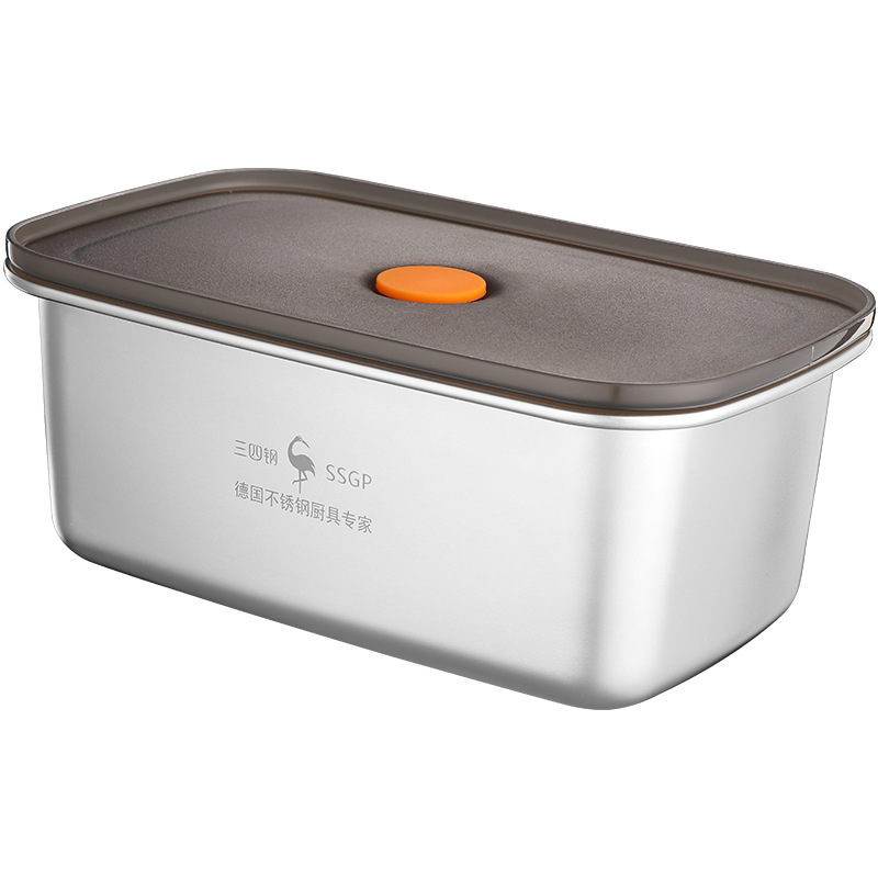 Three-Four Steel Commercial Fresh-Keeping Box Stainless Steel Refrigerator Storage Box Household Lunch Box Kitchen Sealed Box Freezer Box Item Picture