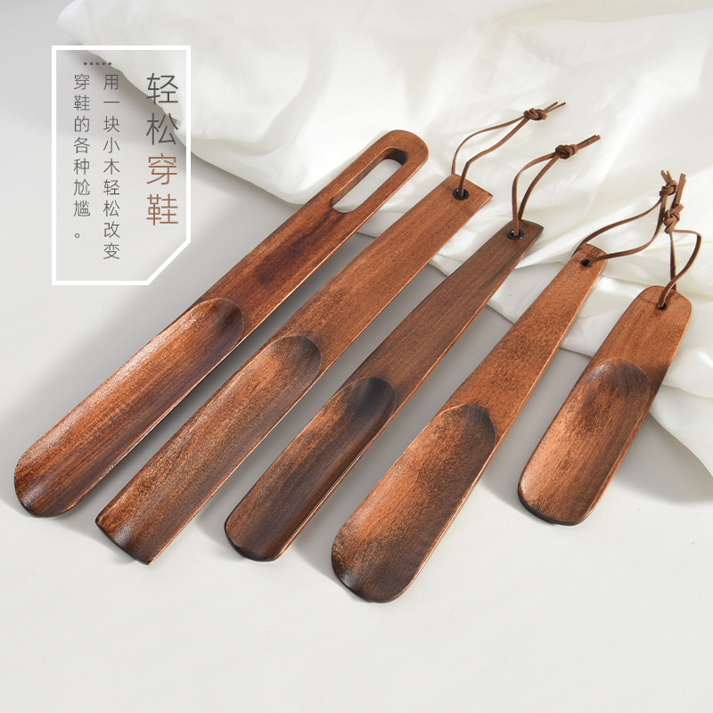 酒店用品胡桃木色实木质鞋拔子长柄鞋拔提鞋器穿鞋器鞋把子鞋抽