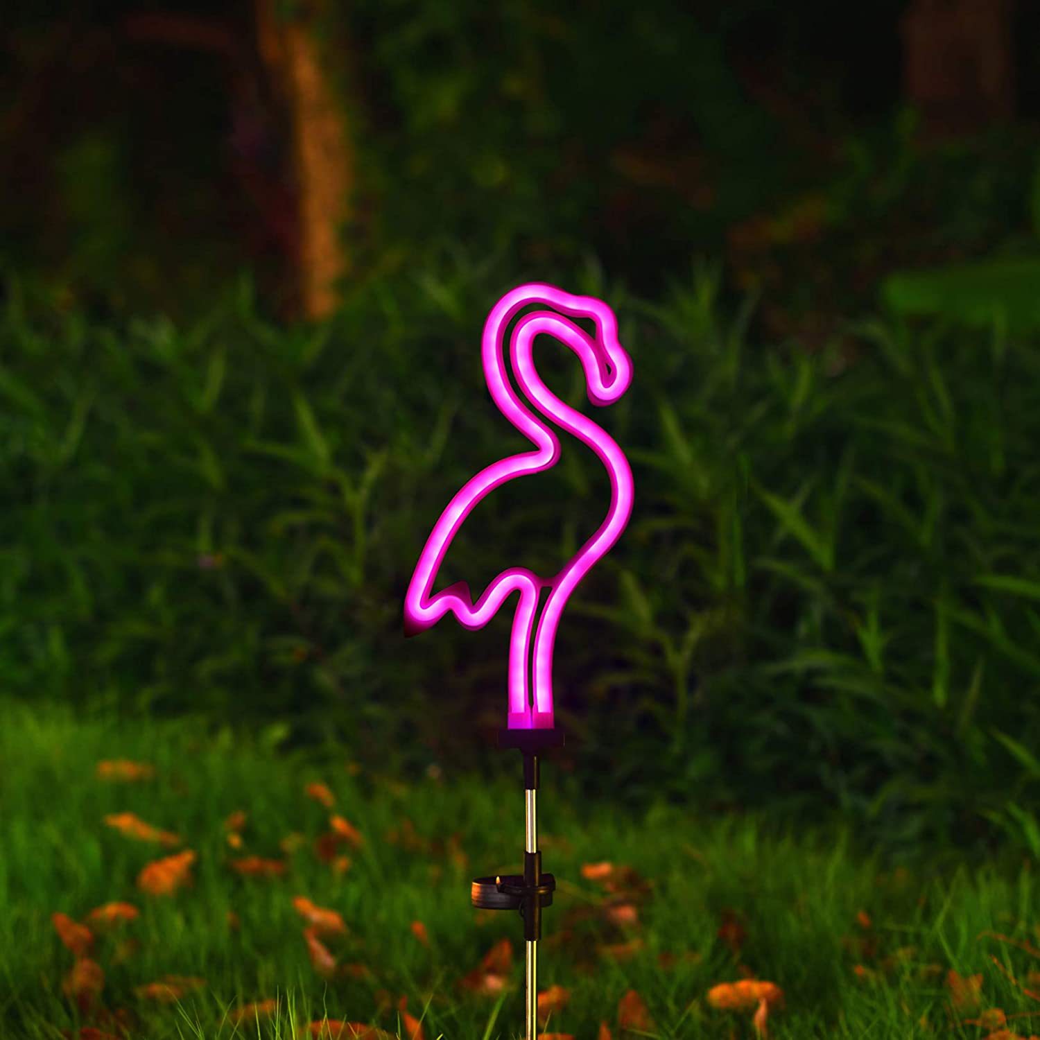 Solar flamingo neon lawn lights, LED sensor courtyard ground plug outdoor garden decorative lights, other outdoor lighting fixtures, other outdoor products details Picture