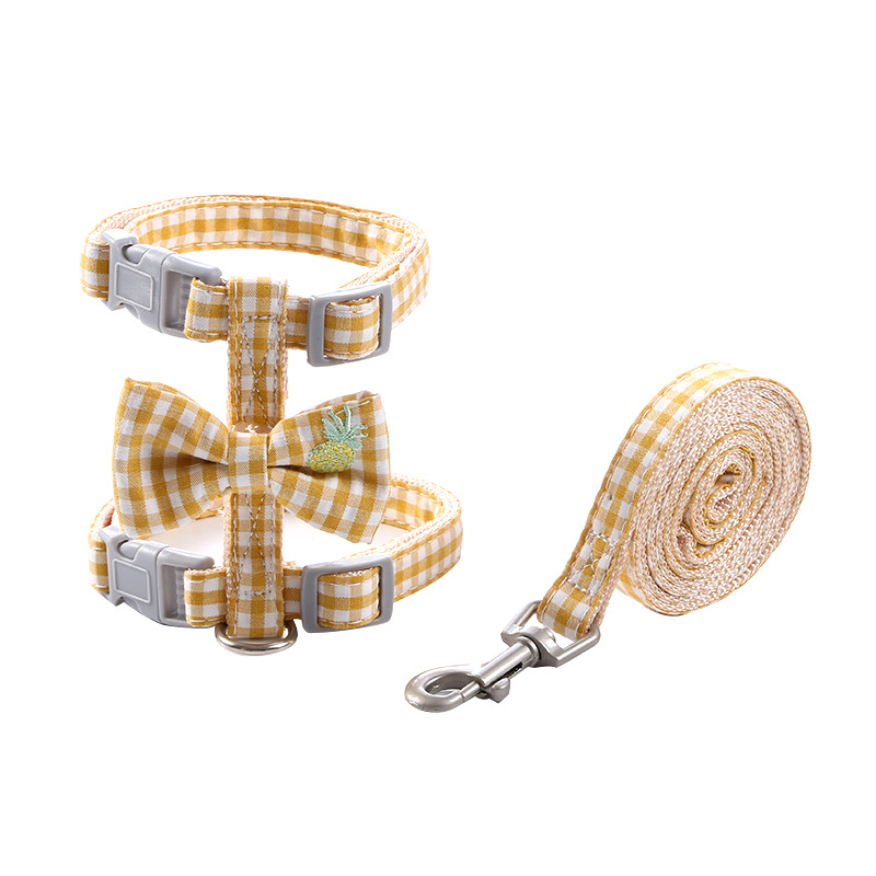 Pet cats and dogs, fruit-tied bow ties, cat leash, chest and back anti-escape, breathable and adjustable vest leash, cross-border Item Picture