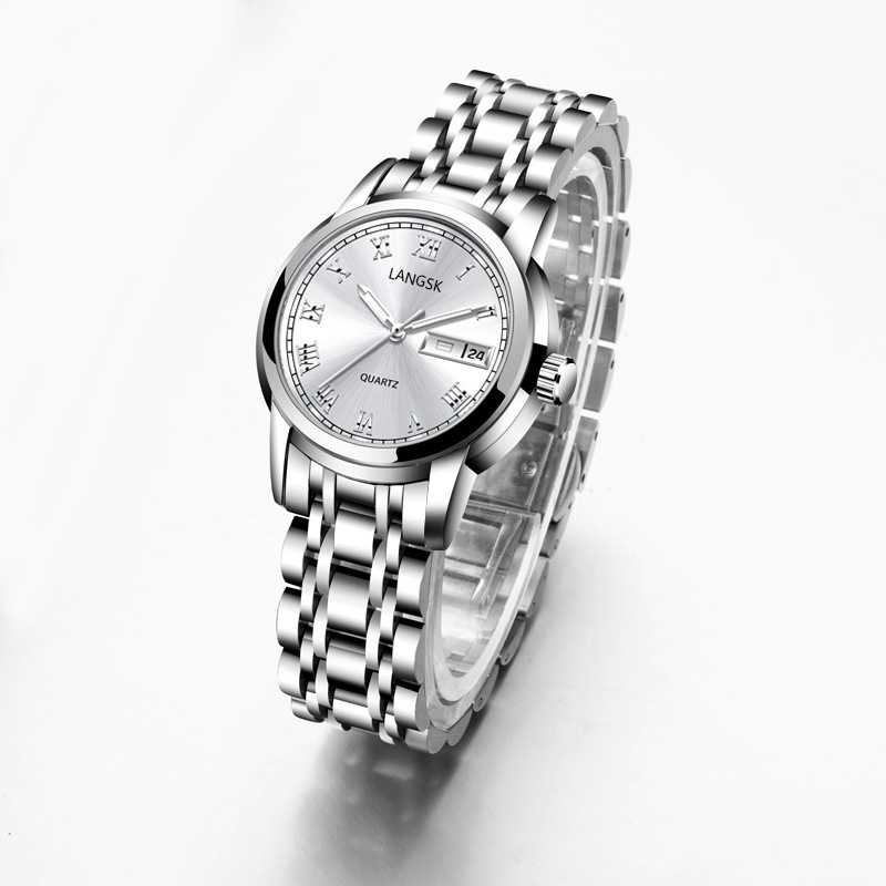 Couple Watches A Man And A Woman Double Calendar Quartz Watch Waterproof Glow-In-The-Dark Fashion Classic Business Steel Band Watches Wholesale Item Picture