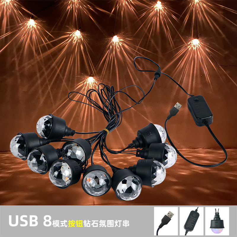 Outdoor camping waterproof atmosphere light arrangement, sky curtain decoration string lights, USB stall lights, night market light strings, led color light strips full figure