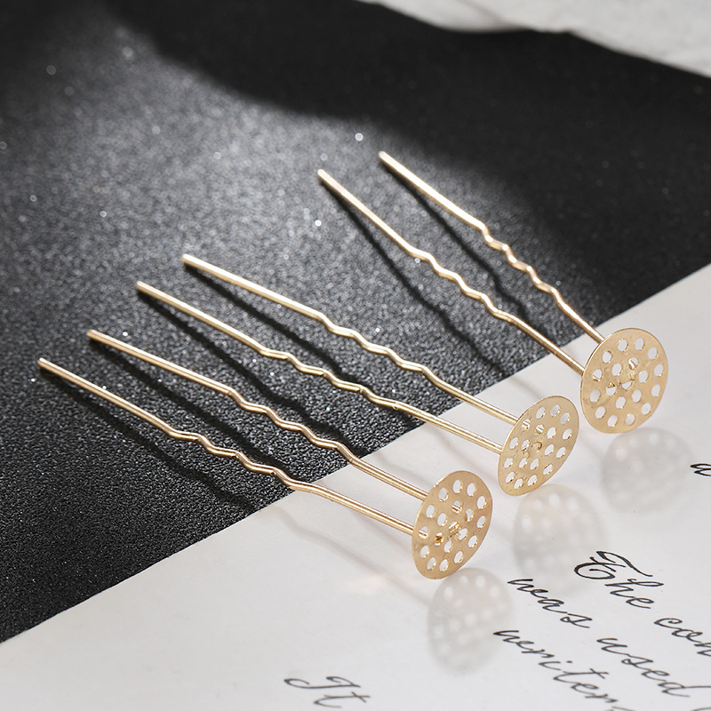 New style double-strand U-shaped hairpins with holes, retro and simple DIY hairpins, hairpins, hairpins, headwear and accessories wholesale details Picture