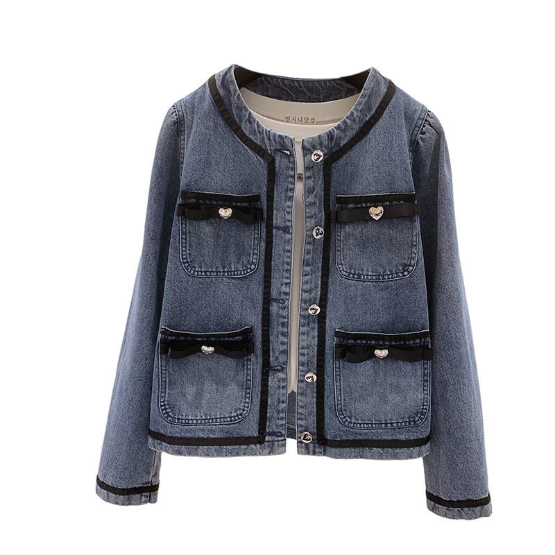 Small Fragrant Wind Winter Female 2023 Autumn New Bow Thin Korean Version Of Autumn And Winter Round Neck Short Top Item Picture