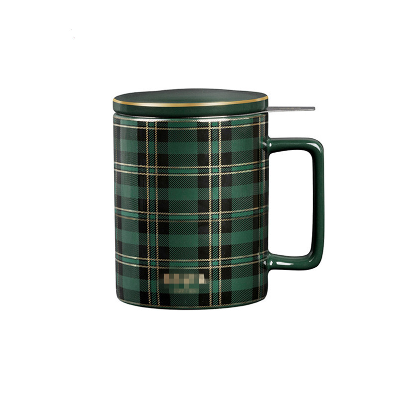 一件代发 COSTA杯男女马克杯带盖勺北欧茶杯茶水分离陶瓷杯咖啡杯详情图2