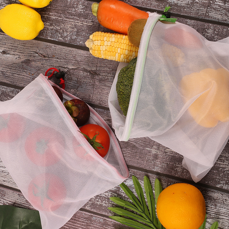 涤纶拉绳束口网袋超市菜场水果蔬菜抽绳网眼购物袋定制可重复使用详情图4